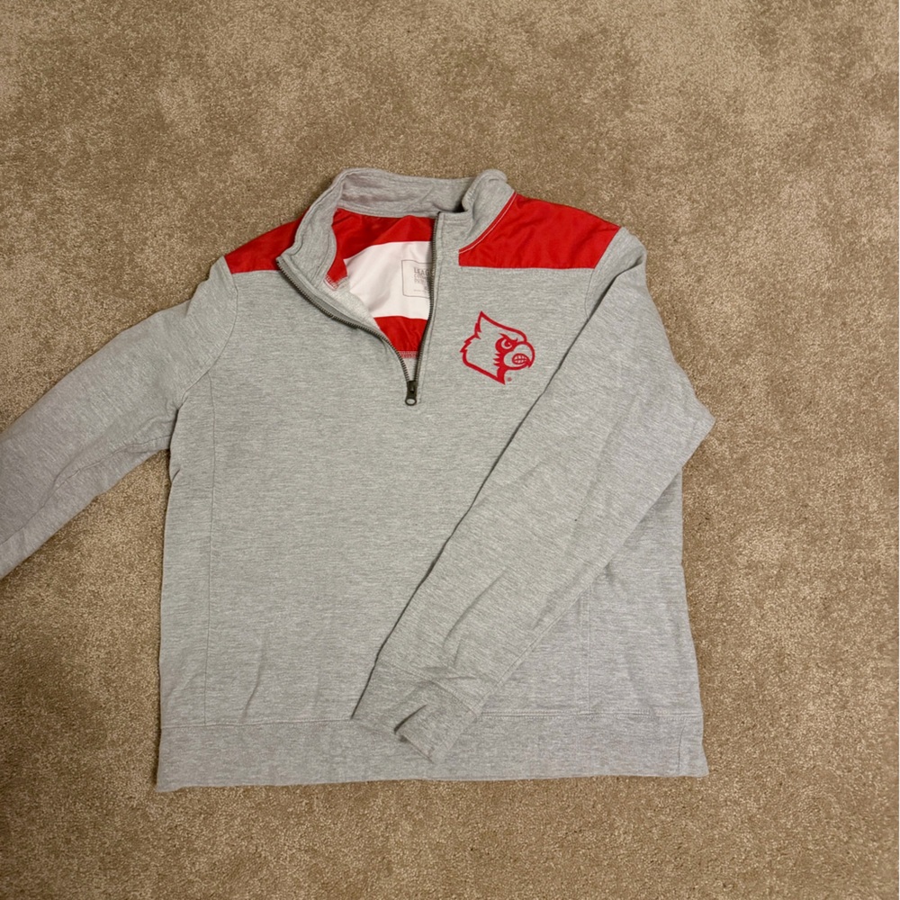 Louisville Cards Gray and Red Quarter-Zip Pullover